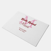 Bruidsploeg voeg naam monogram bruidsmeisje roze d deurmat (Schuin)