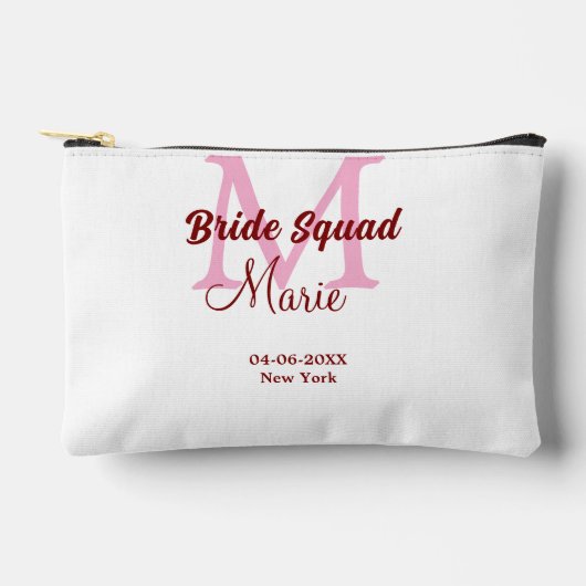 Bruidsploeg voeg naam monogram bruidsmeisje roze d etui (Voorkant)