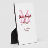 Bruidsploeg voeg naam monogram bruidsmeisje roze d fotoplaat (Zijkant)