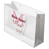 Bruidsploeg voeg naam monogram bruidsmeisje roze d groot cadeauzakje (Voorkant Gekanteld)