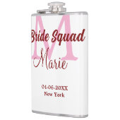 Bruidsploeg voeg naam monogram bruidsmeisje roze d heupfles (Links)
