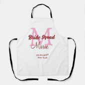 Bruidsploeg voeg naam monogram bruidsmeisje roze d schort (Voorkant)