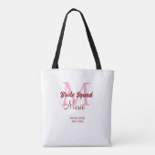 Bruidsploeg voeg naam monogram bruidsmeisje roze d tote bag (Achterkant)