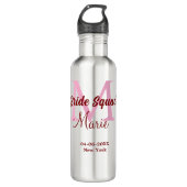 Bruidsploeg voeg naam monogram bruidsmeisje roze d waterfles  (Voorkant)