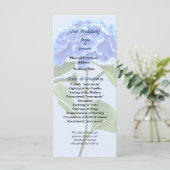 Bruidsprogramma met levendige blauwe hortensia programmakaart (Staand voorkant)