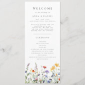 Bruidsprogramma met wilde bloemen programmakaart (Voorkant)