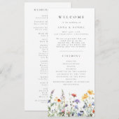 Bruidsprogramma met wilde bloemen programmakaart (Voorkant / Achterkant)