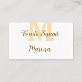 Bruidsquadre monogram gouden bruids douche eenvoud visitekaartje (Achterkant)