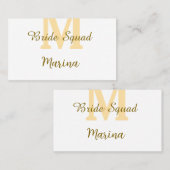 Bruidsquadre monogram gouden bruids douche eenvoud visitekaartje (Voorkant / Achterkant)