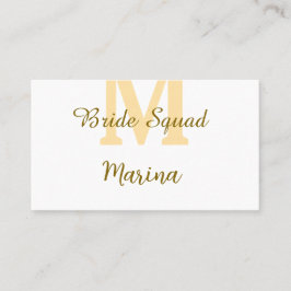 Bruidsquadre monogram gouden bruids douche eenvoud visitekaartje