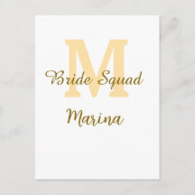 Bruidsquadre monogram gouden bruiloft eenvoudig 