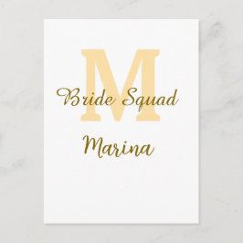 Bruidsquadre monogram gouden bruiloft eenvoudig  briefkaart