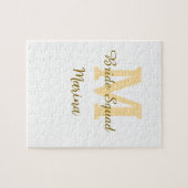 Bruidsquadre monogram gouden bruiloft eenvoudig legpuzzel (Horizontaal)