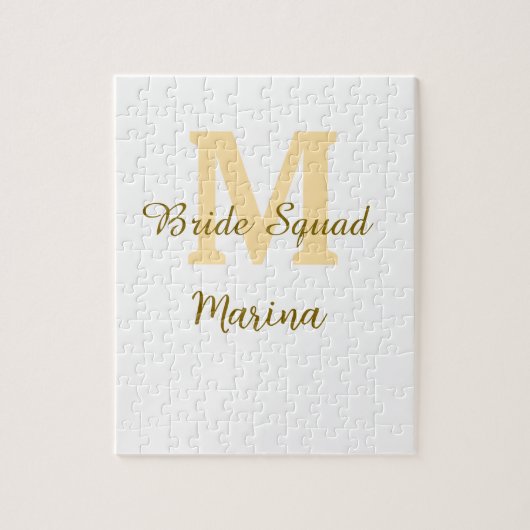 Bruidsquadre monogram gouden bruiloft eenvoudig legpuzzel (Verticaal)