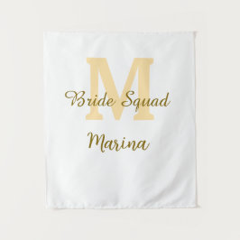 Bruidsquadron monogram gouden bruids douche eenvou wandkleed