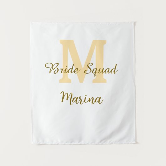 Bruidsquadron monogram gouden bruids douche eenvou wandkleed (Voorkant)