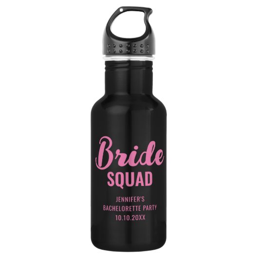 Bruidsquadron Naam Bachelorette Feest Bruiloft Waterfles (Voorkant)