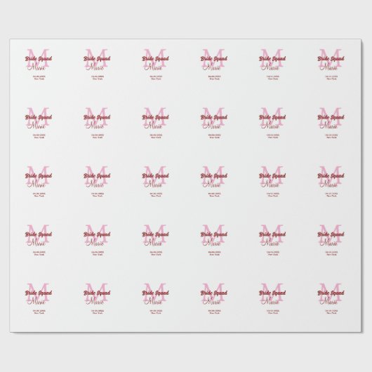 Bruidsquadron naam monogram bruidsmeisje roze datu cadeaupapier (Vlak)