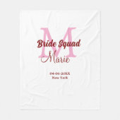 Bruidsquadron naam monogram bruidsmeisje roze datu fleece deken (Voorkant)