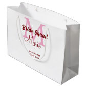 Bruidsquadron naam monogram bruidsmeisje roze datu groot cadeauzakje (Achterkant Gekanteld)