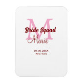 Bruidsquadron naam monogram bruidsmeisje roze datu magneet (Verticaal)