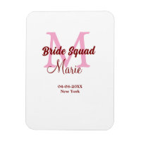 Bruidsquadron naam monogram bruidsmeisje roze datu