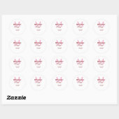 Bruidsquadron naam monogram bruidsmeisje roze datu ronde sticker (Vel)