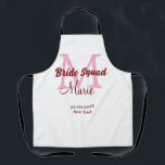 Bruidsquadron naam monogram bruidsmeisje roze datu schort<br><div class="desc">mooi ontwerp</div>