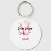 Bruidsquadron naam monogram bruidsmeisje roze datu sleutelhanger (Achterkant)