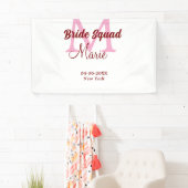 Bruidsquadron naam monogram bruidsmeisje roze datu spandoek (Insitu)