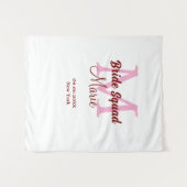 Bruidsquadron naam monogram bruidsmeisje roze datu wandkleed (Voorkant (horizontaal))