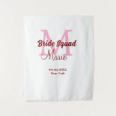 Bruidsquadron naam monogram bruidsmeisje roze datu wandkleed (Voorkant)