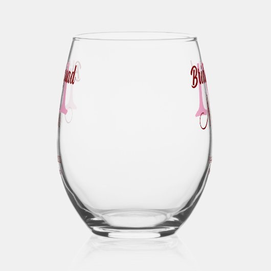 Bruidsquadron naam monogram bruidsmeisje roze datu wijnglas zonder voet (Rechts)