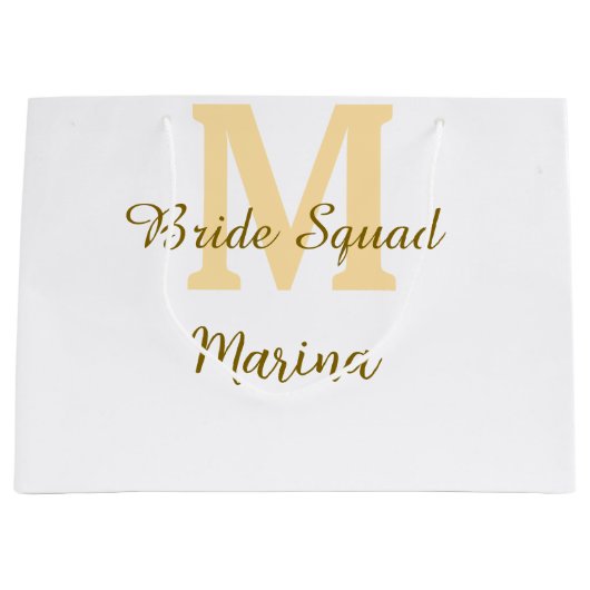 Bruidsquadronde monogram gouden bruiloft eenvoudig groot cadeauzakje (Voorkant)