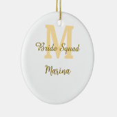 Bruidsquadronde monogram gouden bruiloft eenvoudig keramisch ornament (Rechts)