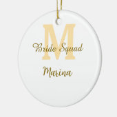 Bruidsquadronde monogram gouden bruiloft eenvoudig keramisch ornament (Links)