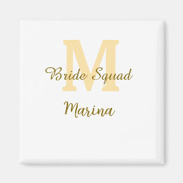 Bruidsquadronde monogram gouden bruiloft eenvoudig magneet