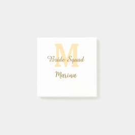 Bruidsquadroom monogram gouden bruids douche eenvo post-it® notes
