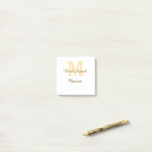 Bruidsquadroom monogram gouden bruids douche eenvo post-it® notes (Op bureau)
