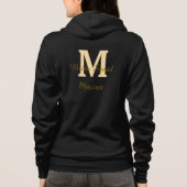Bruidsquadroon initiaal gouden bruiloft eenvoudig  hoodie (Achterkant)