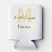 Bruidsquadroon monogram gouden bruids douche eenvo blikjeskoeler (Achterkant)