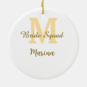 Bruidsquadroon monogram gouden bruids douche eenvo keramisch ornament (Achterkant)