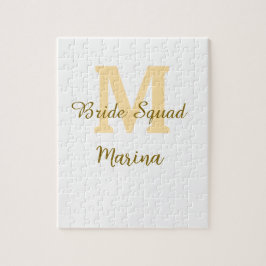 Bruidsquadroon monogram gouden bruids douche eenvo legpuzzel
