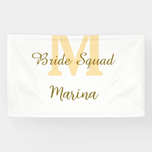 Bruidsquadroon monogram gouden bruids douche eenvo spandoek (Horizontaal)