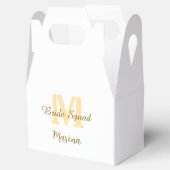 Bruidsquadroon monogram gouden bruiloft eenvoudig bedankdoosjes (Geopend)