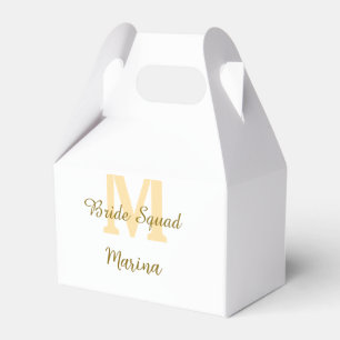 Bruidsquadroon monogram gouden bruiloft eenvoudig bedankdoosjes