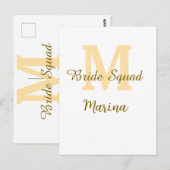 Bruidsquadroon monogram gouden bruiloft eenvoudig  briefkaart (Voorkant / Achterkant)