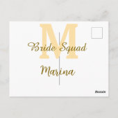 Bruidsquadroon monogram gouden bruiloft eenvoudig  briefkaart (Achterkant)