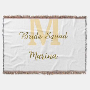 Bruidsquadroon monogram gouden bruiloft eenvoudig deken