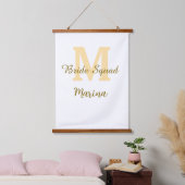 Bruidsquadroon monogram gouden bruiloft eenvoudig hangend wandkleed (Slaapkamer)